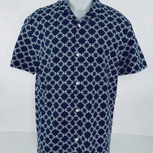 Stylish Geometric Navy and White Shirt